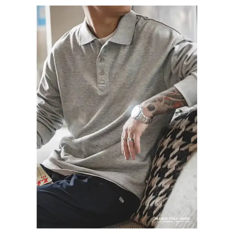 Spring Vintage Oversize Polo | Men Business Casual Tops Amekaji