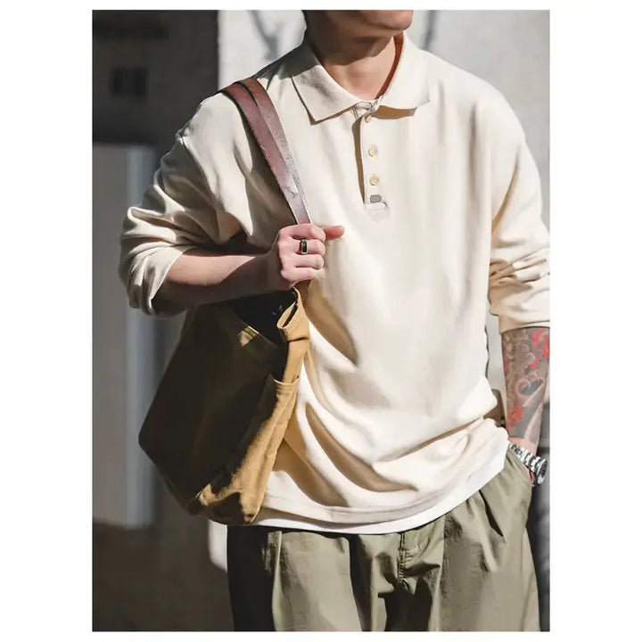 Spring Vintage Oversize Polo | Men Business Casual Tops Amekaji