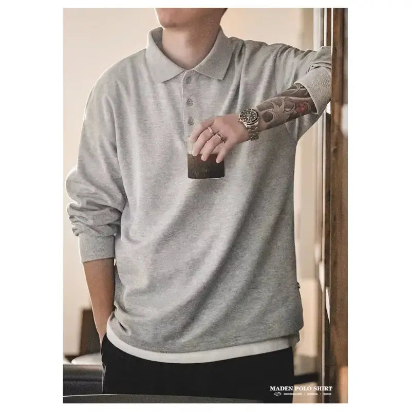 Spring Vintage Oversize Polo | Men Business Casual Tops Amekaji