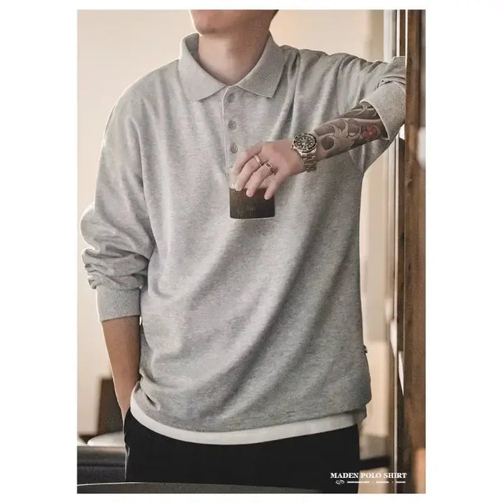 Spring Vintage Oversize Polo | Men Business Casual Tops Amekaji