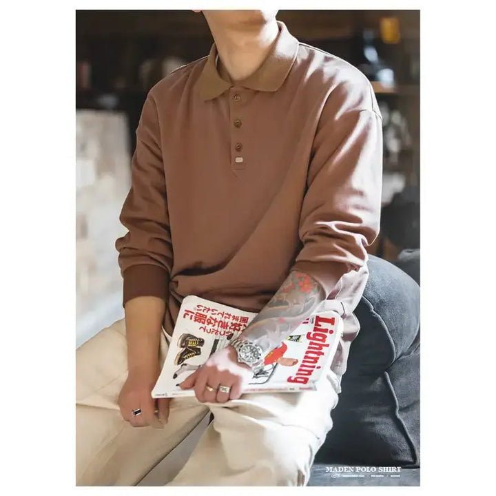 Spring Vintage Oversize Polo | Men Business Casual Tops Amekaji