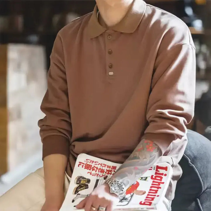 Spring Vintage Oversize Polo | Men Business Casual Tops Amekaji