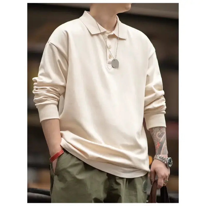 Spring Vintage Oversize Polo | Men Business Casual Tops Amekaji