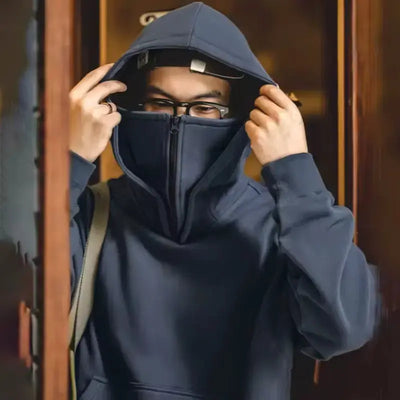 Sweater Mask Hoodie Zipper | Men's Casual Design Pullover Amekaji