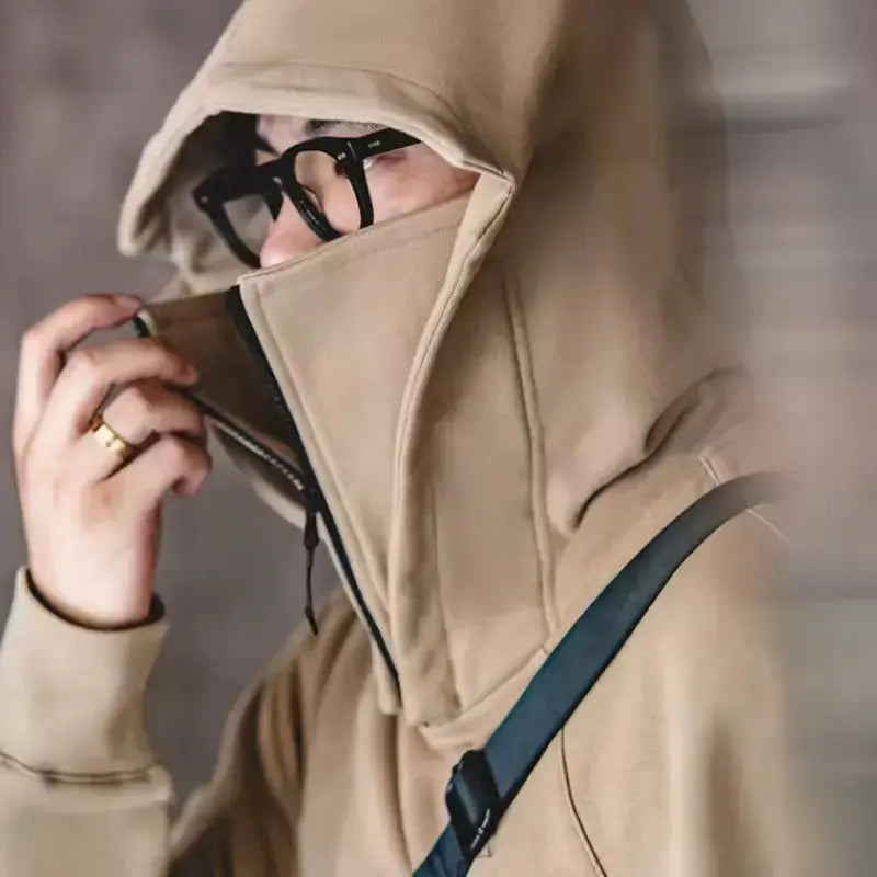 Sweater Mask Hoodie Zipper | Men's Casual Design Pullover Amekaji