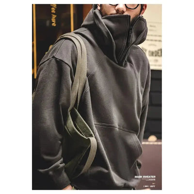 Sweater Mask Hoodie Zipper | Men's Casual Design Pullover Amekaji