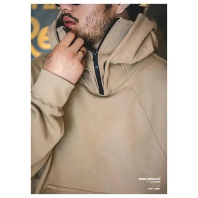 Sweater Mask Hoodie Zipper | Men's Casual Design Pullover Amekaji