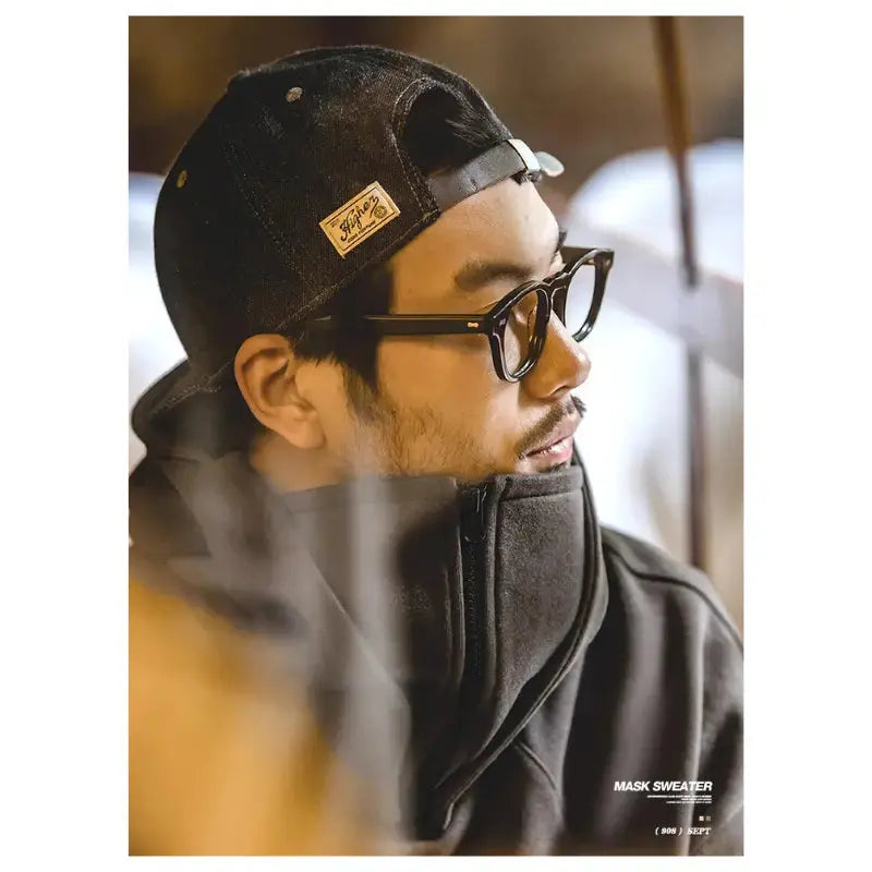 Sweater Mask Hoodie Zipper | Men's Casual Design Pullover Amekaji