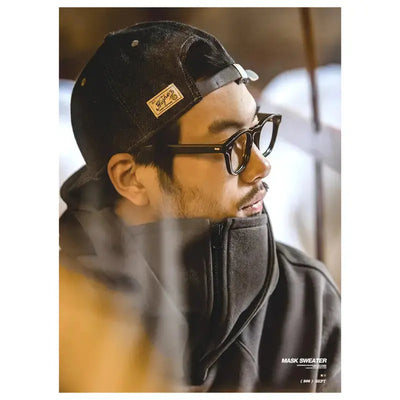Sweater Mask Hoodie Zipper | Men's Casual Design Pullover Amekaji