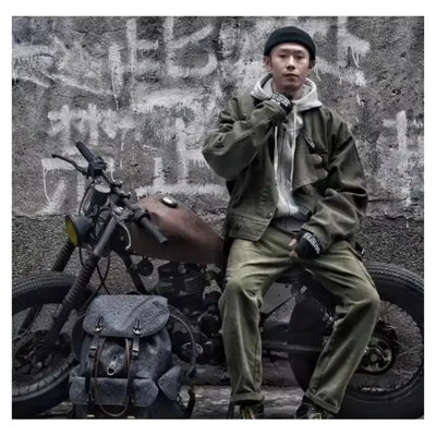 Swedish Motorcycle Casual Jacket | Pocket Retro 16oz Jacket Workwear Maden