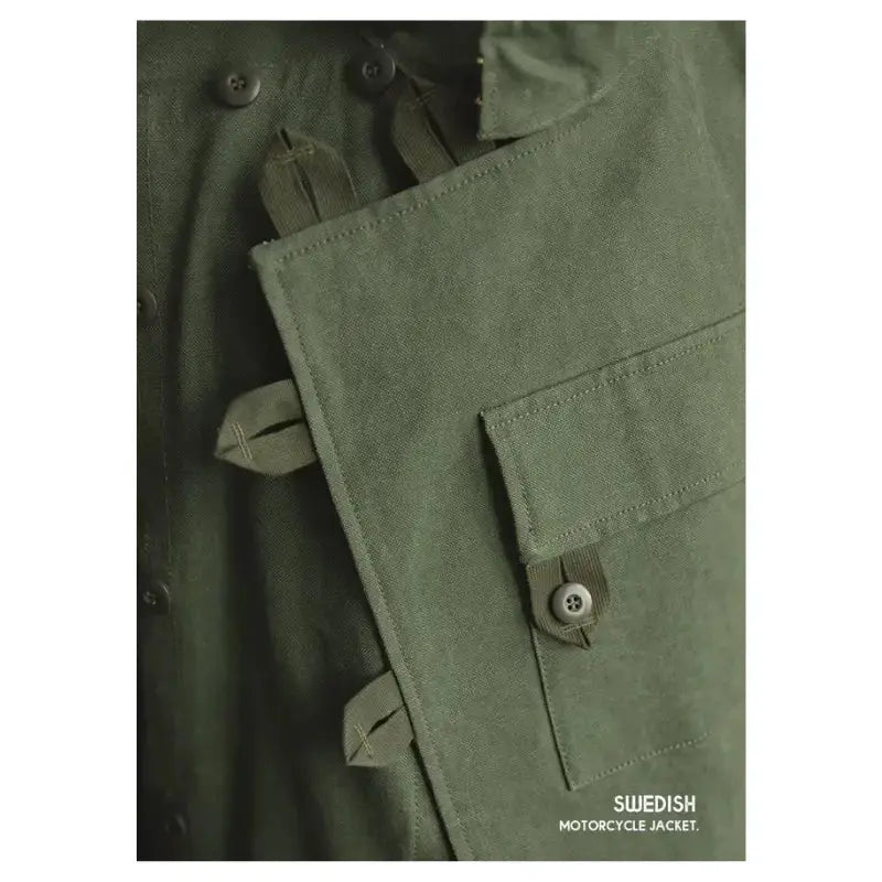 Swedish Motorcycle Casual Jacket | Pocket Retro 16oz Jacket Workwear Maden