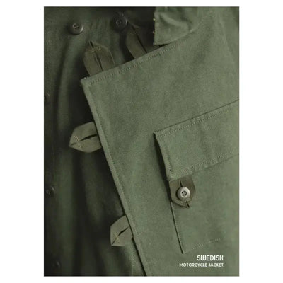 Swedish Motorcycle Casual Jacket | Pocket Retro 16oz Jacket Workwear Maden