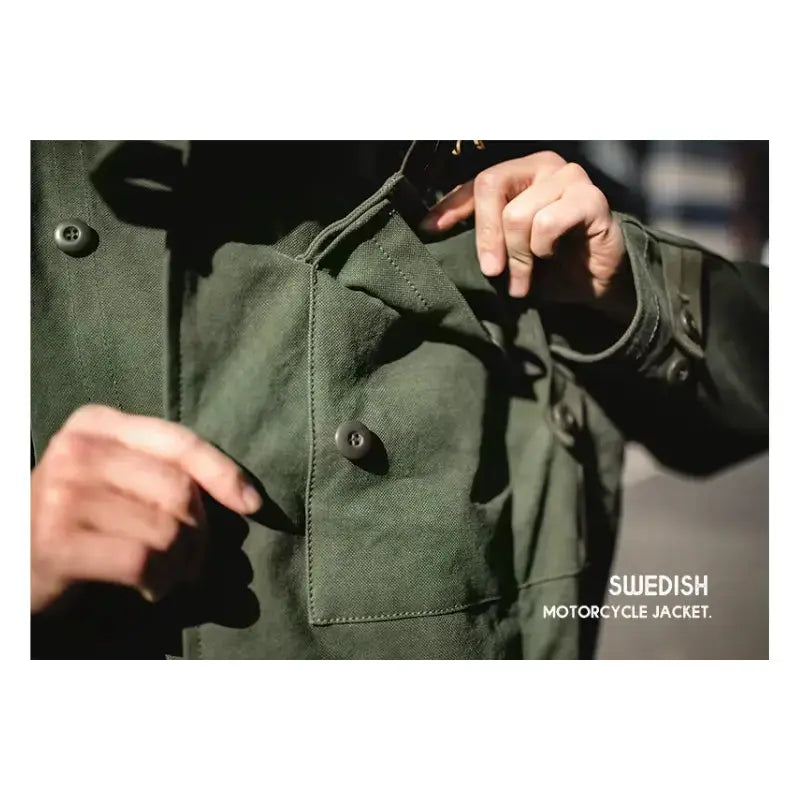 Swedish Motorcycle Casual Jacket | Pocket Retro 16oz Jacket Workwear Maden