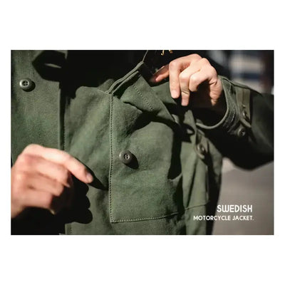 Swedish Motorcycle Casual Jacket | Pocket Retro 16oz Jacket Workwear Maden