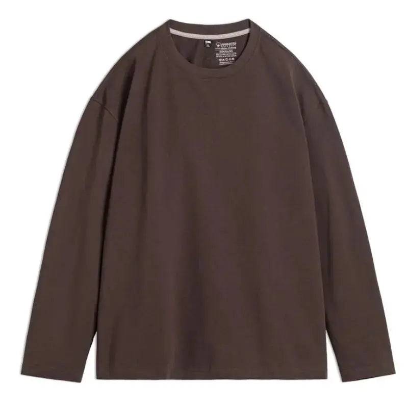 T-shirt Men Heavyweight Cotton | Crewneck Long Sleeve T-Shirt Amekaji
