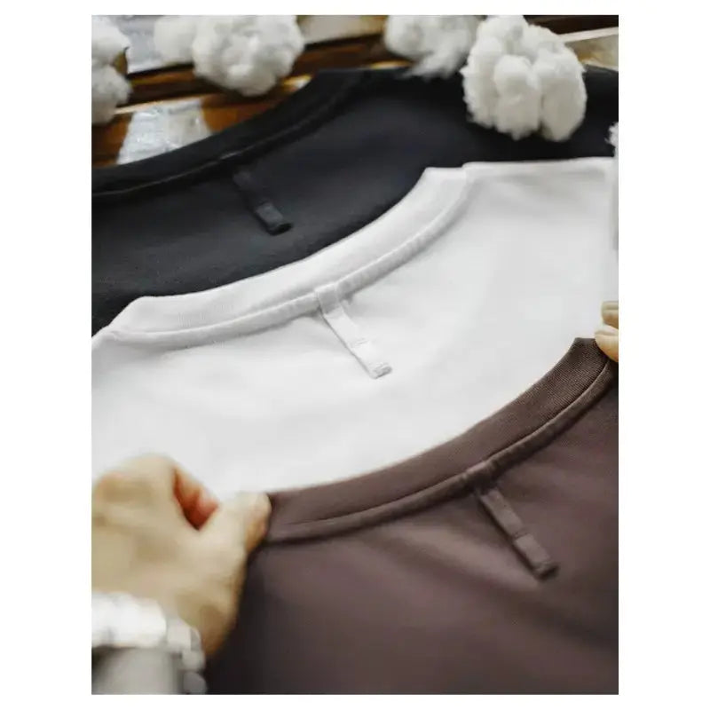 T-shirt Men Heavyweight Cotton | Crewneck Long Sleeve T-Shirt Amekaji