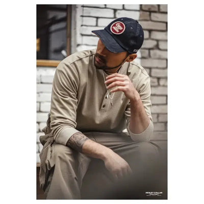 Tops Sweatshirt Henry Collar | Men's Casual Long Sleeve T-shirt Maden