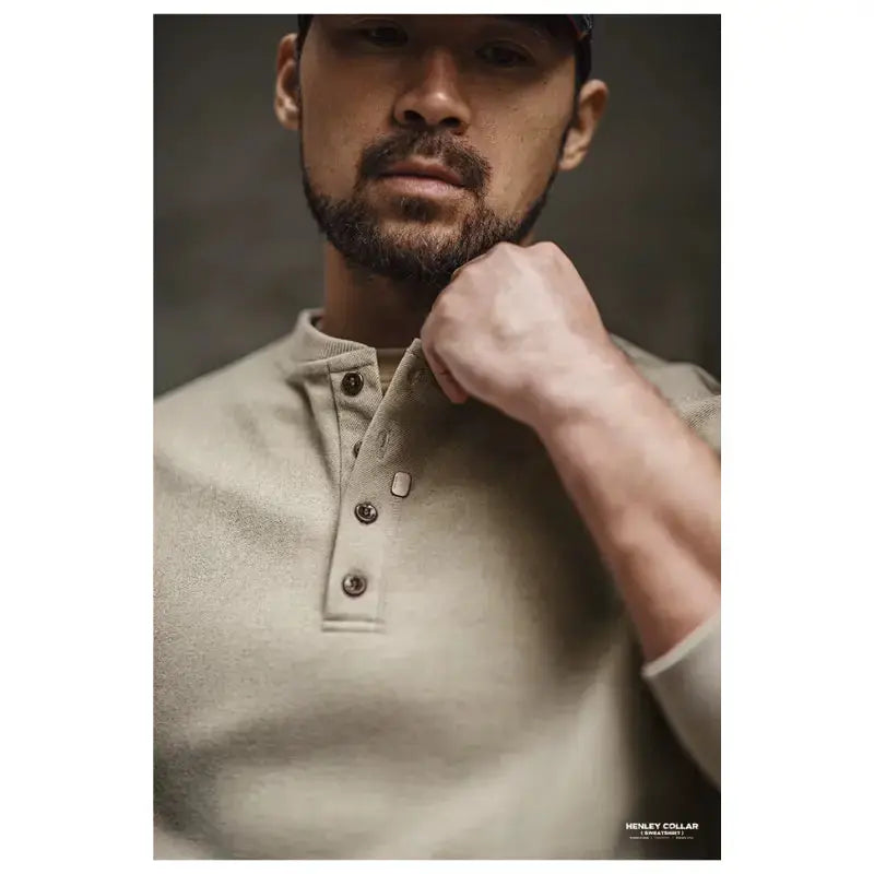 Tops Sweatshirt Henry Collar | Men's Casual Long Sleeve T-shirt Maden