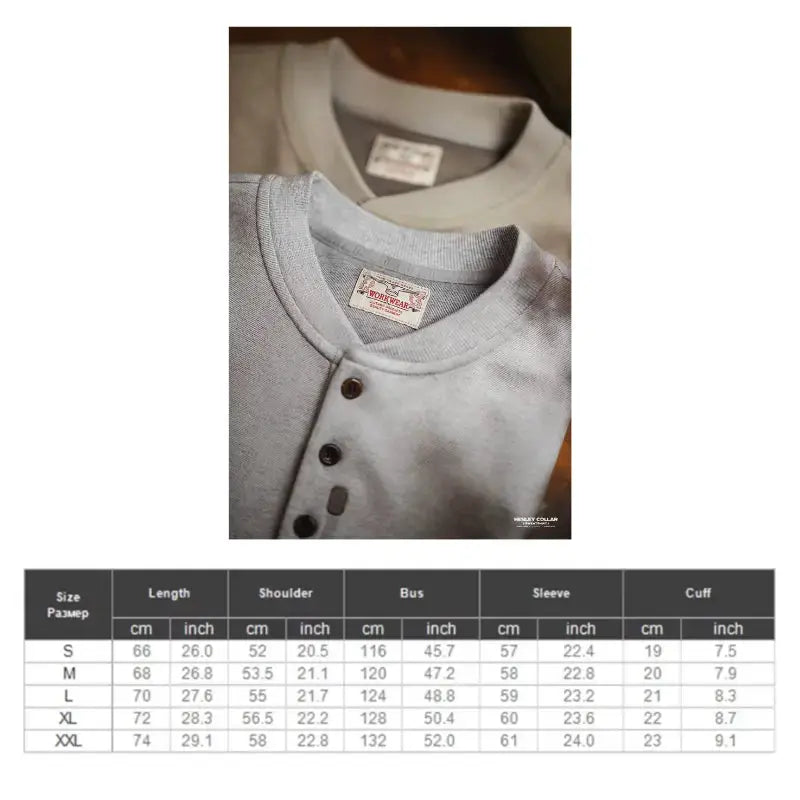 Tops Sweatshirt Henry Collar | Men's Casual Long Sleeve T-shirt Maden