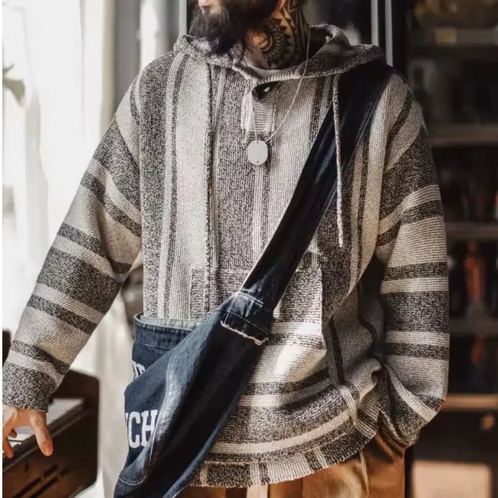 Vintage Baja Knit Hoodie | Mexican Style Pullover Amekaji