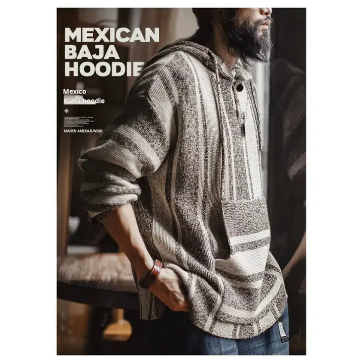 Vintage Baja Knit Hoodie | Mexican Style Pullover Amekaji