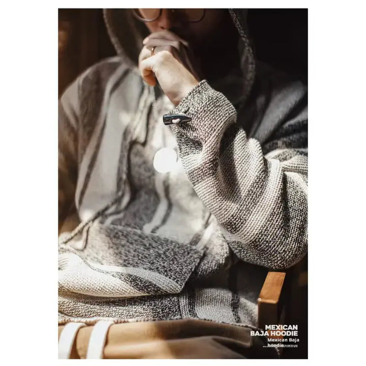 Vintage Baja Knit Hoodie | Mexican Style Pullover Amekaji