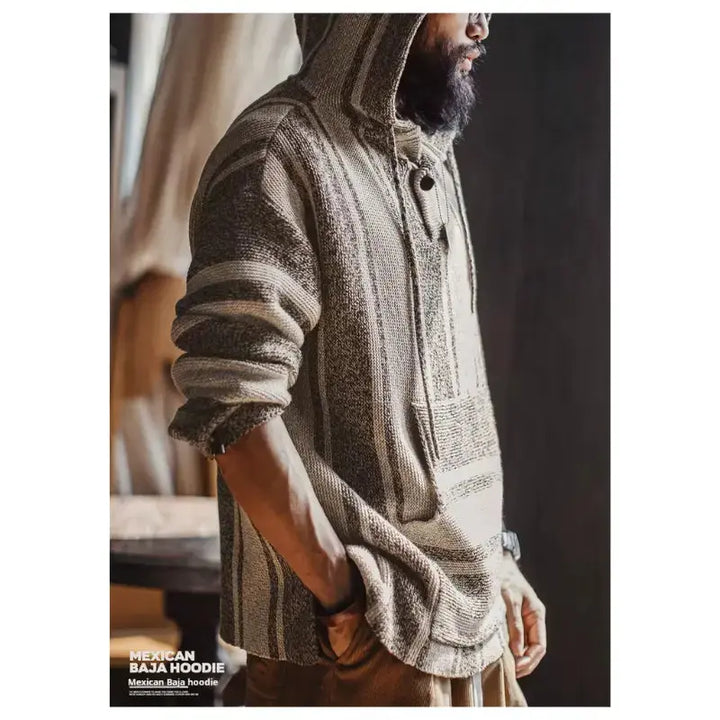 Vintage Baja Knit Hoodie | Mexican Style Pullover Amekaji