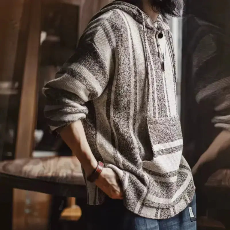 Vintage Baja Knit Hoodie | Mexican Style Pullover Amekaji