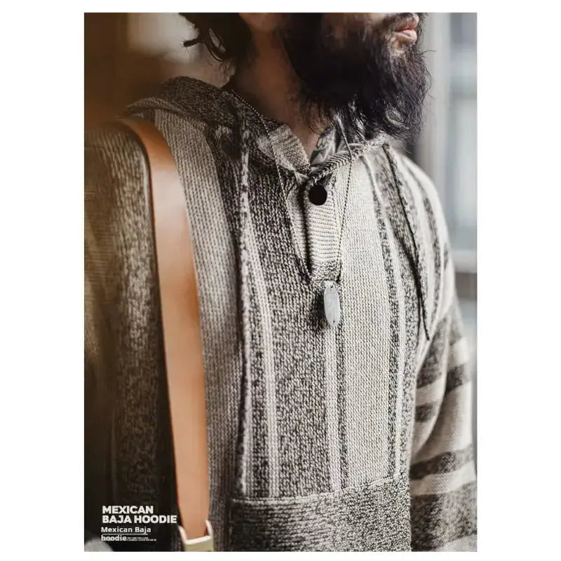 Vintage Baja Knit Hoodie | Mexican Style Pullover Amekaji