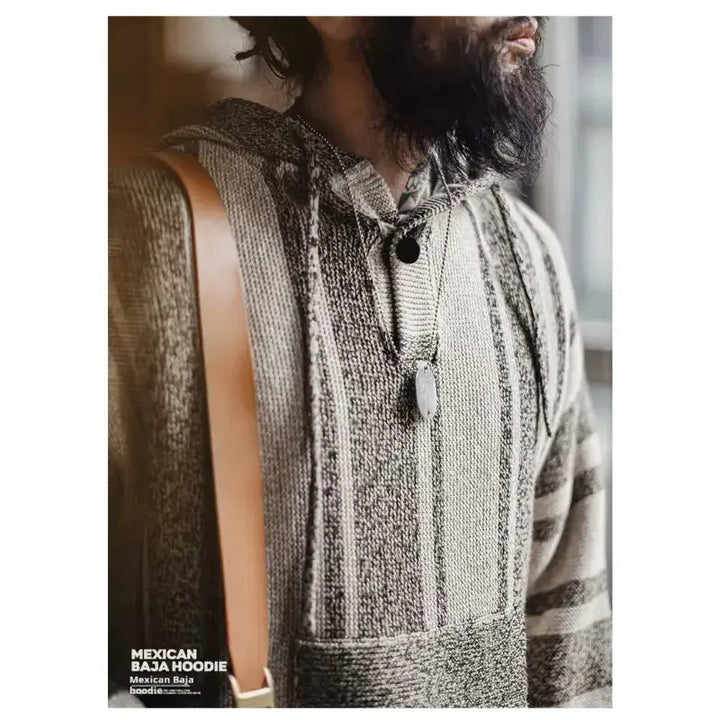 Vintage Baja Knit Hoodie | Mexican Style Pullover Amekaji