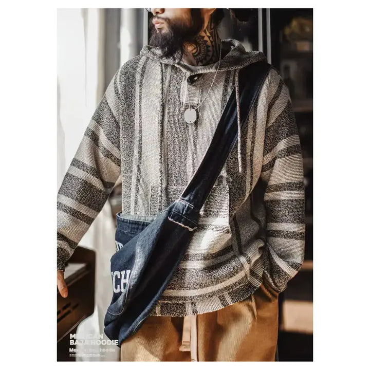Vintage Baja Knit Hoodie | Mexican Style Pullover Amekaji