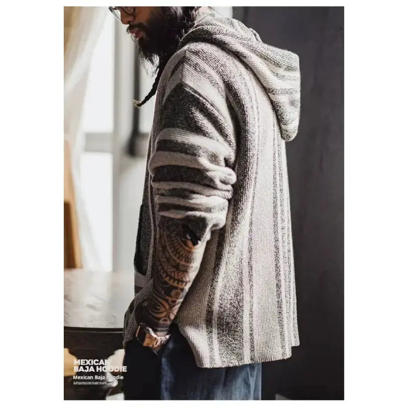Vintage Baja Knit Hoodie | Mexican Style Pullover Amekaji