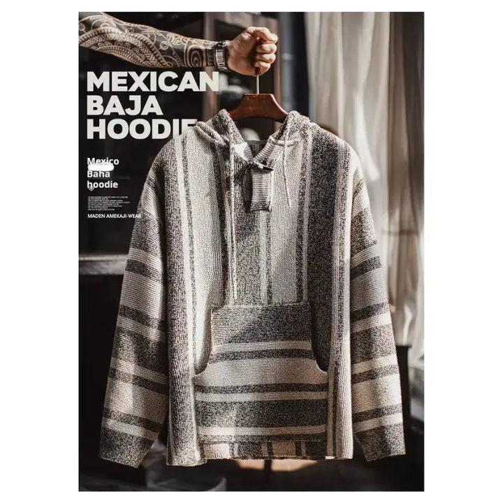 Vintage Baja Knit Hoodie | Mexican Style Pullover Amekaji