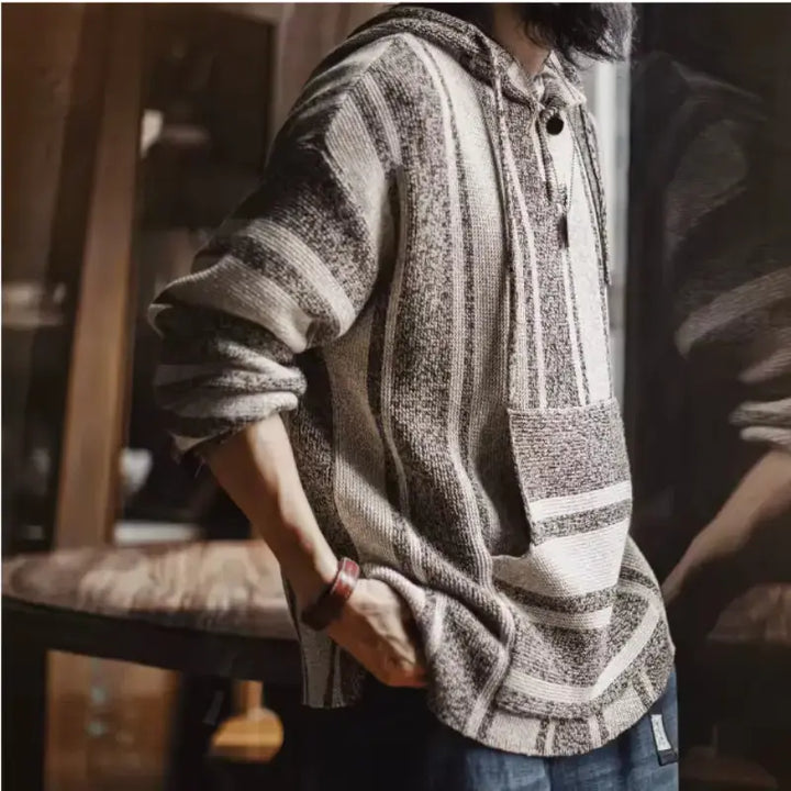 Vintage Baja Knit Hoodie | Mexican Style Pullover Amekaji