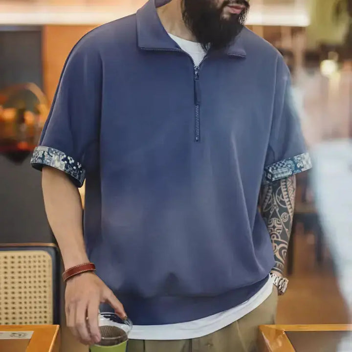 Vintage Boro Collar Polo | Half-Zip Amekaji Sweat Polo Amekaji