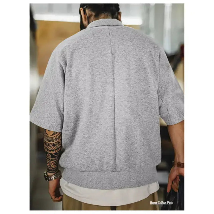 Vintage Boro Collar Polo | Half-Zip Amekaji Sweat Polo Amekaji