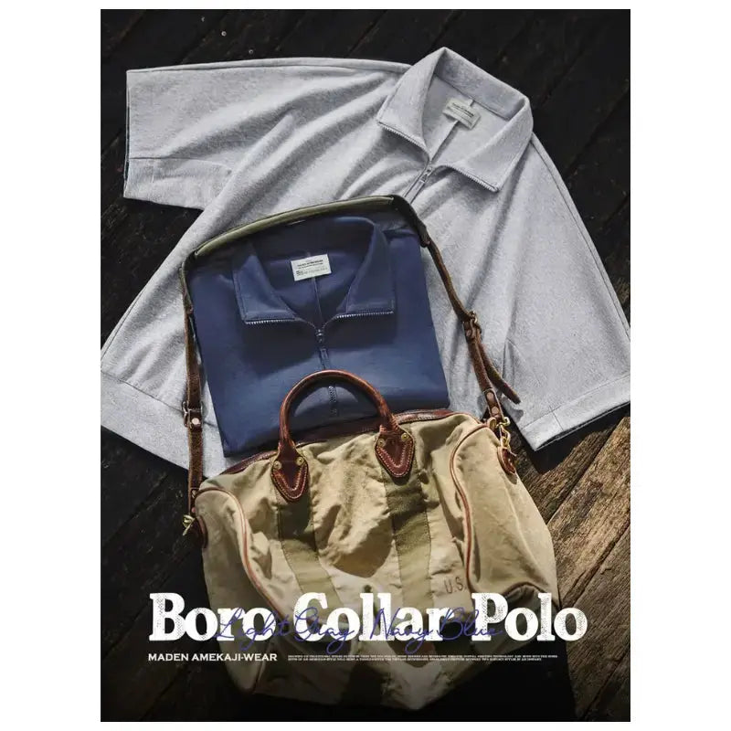 Vintage Boro Collar Polo | Half-Zip Amekaji Sweat Polo Amekaji