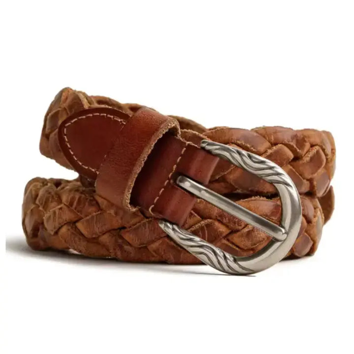 Vintage Braided Leather Belt | Retro American Casual Woven Belt Amekaji