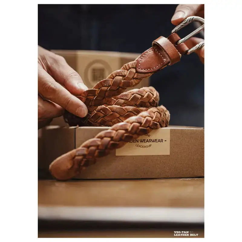 Vintage Braided Leather Belt | Retro American Casual Woven Belt Amekaji