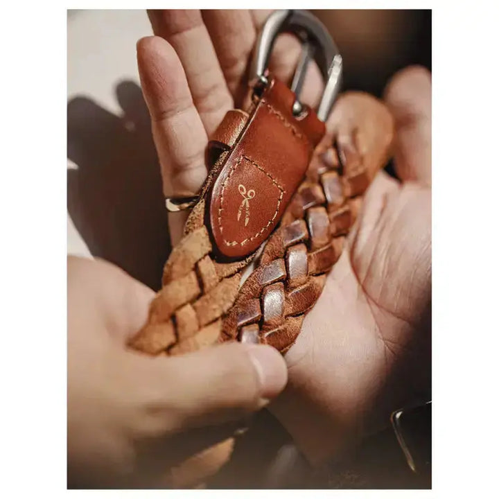 Vintage Braided Leather Belt | Retro American Casual Woven Belt Amekaji