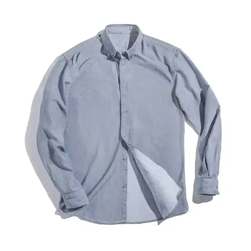 Vintage Brushed Men Shirts | Long-sleeve Cotton Oxford Shirt Amekaji