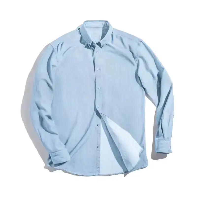 Vintage Brushed Men Shirts | Long-sleeve Cotton Oxford Shirt Amekaji
