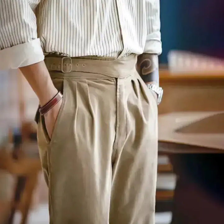 Vintage Corduroy Gurkha Pants | Men Double Waist Straight Pants