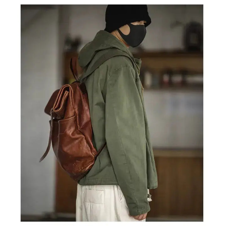 Vintage Deck Smock Hoodie | Lace-Up Military Pullover Jacket Amekaji