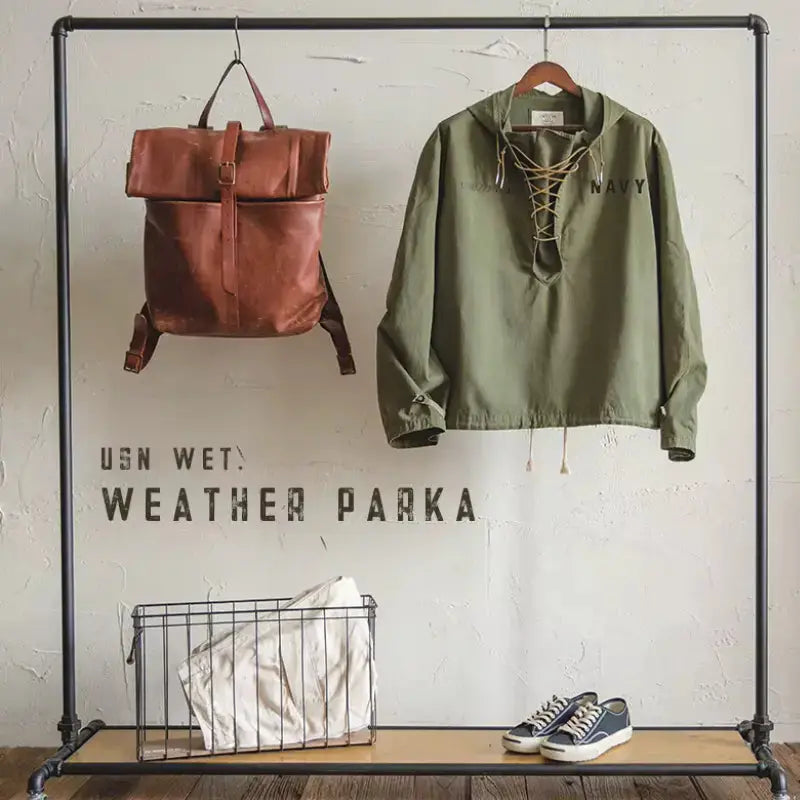Vintage Deck Smock Hoodie | Lace-Up Military Pullover Jacket Amekaji