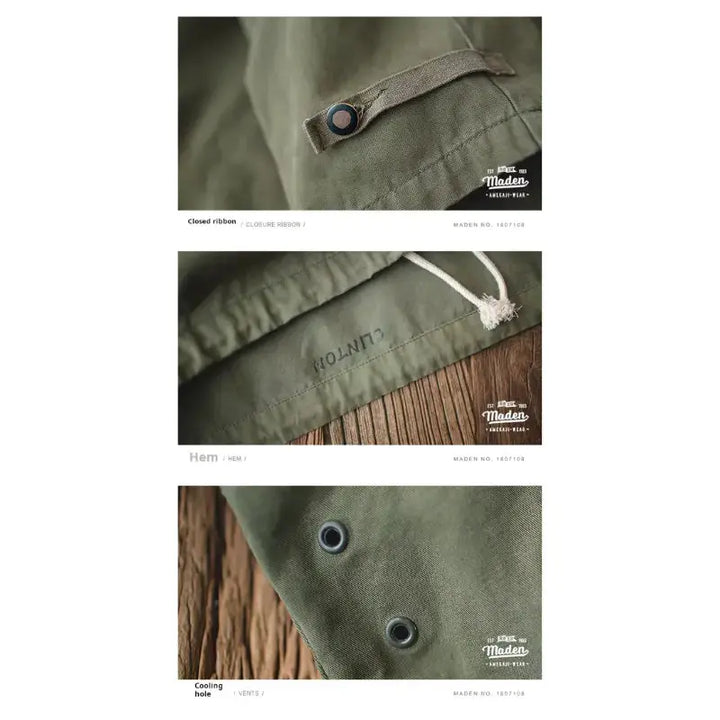 Vintage Deck Smock Hoodie | Lace-Up Military Pullover Jacket Amekaji