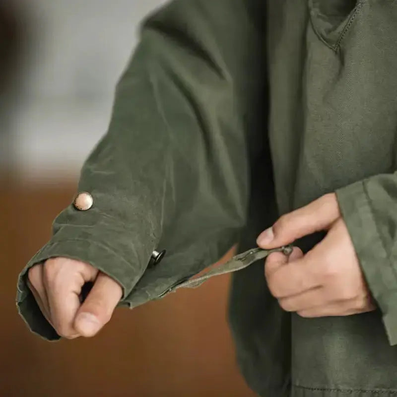 Vintage Deck Smock Hoodie | Lace-Up Military Pullover Jacket Amekaji