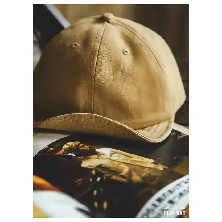 Vintage Denim Flip Cap | Retro American Workwear Baseball Hat Amekaji