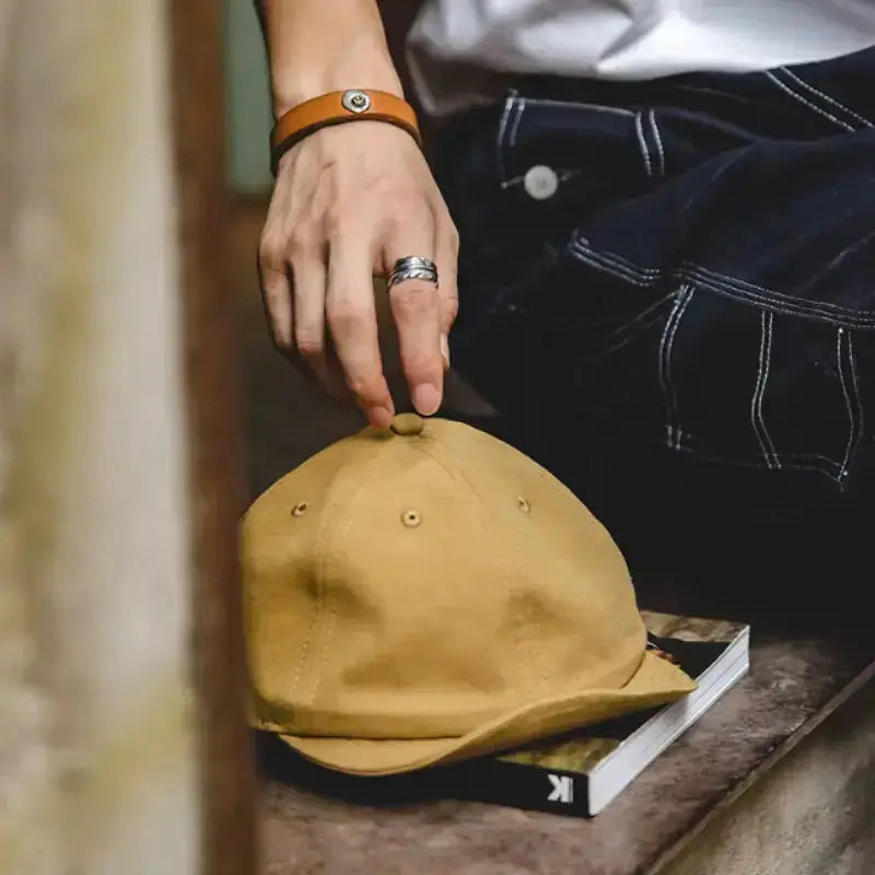 Vintage Denim Flip Cap | Retro American Workwear Baseball Hat Amekaji