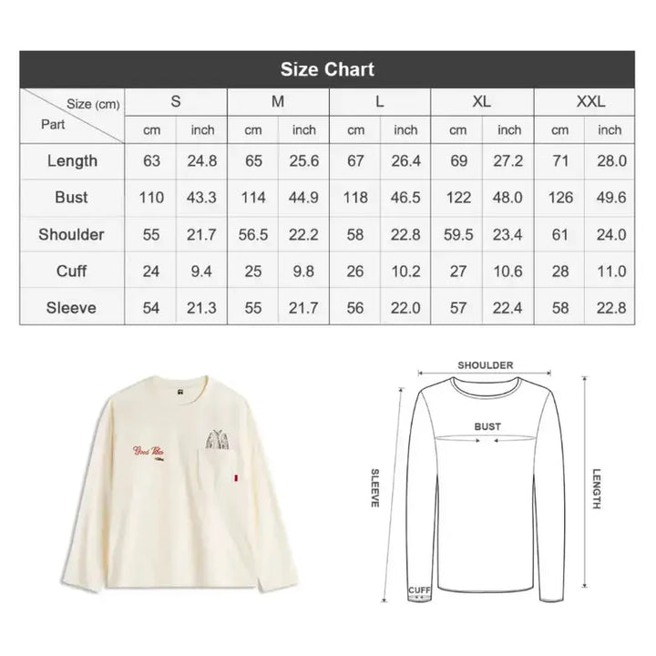 Vintage Fisherman Long Sleeve | “Good Vibes” Tee Pocket Graphic Amekaji